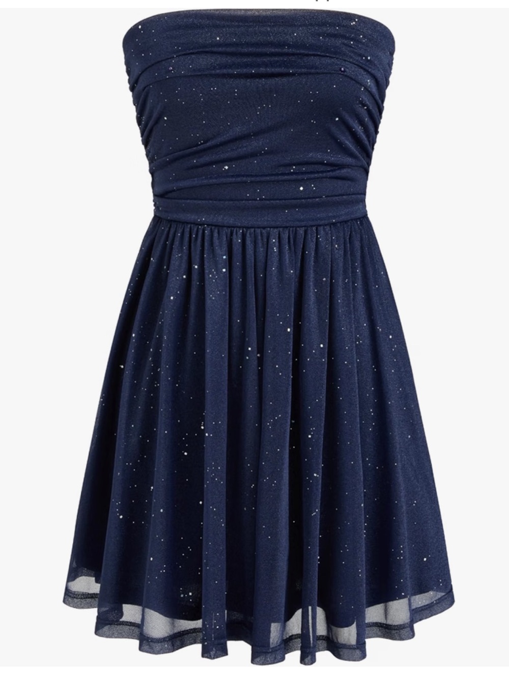 NWT Cider Tube Strapless Glitter Bowknot Ruched Mini Dress in Dark Navy Size XL